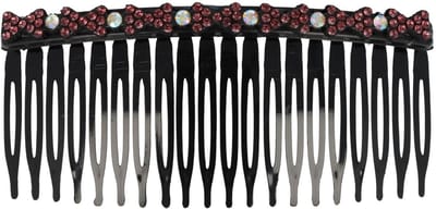 Haarsoires Haarspeld Sierkam Opsteekkam 10cm - Strass Steentjes - Grove Tand - Zwart Roze - Haarversierkam - Haar Versiering