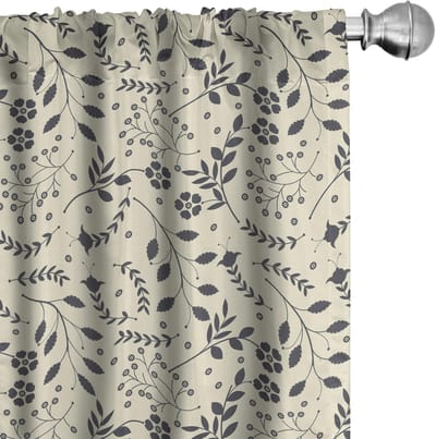 ABAKUHAUS Blooming Voorhangen – 2x75x225 cm – Microfaser, Halfdonker, Stangentasche 6,5 cm – Koksgrauw Lichtgroen