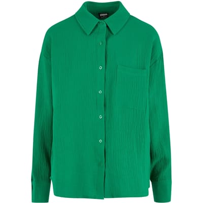 Urban Classics - Oversized Musselin Blouse - S - Groen