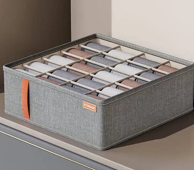 Without Lemon - Set van 2 - Sokken Organizer - 20 vakken - Opberger - Verdeler - Lade - 32x32x11 CM - Licht Grijs