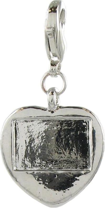 Quiges – Charm – Hanger - 3D Hartje - Verzilverd - karabijnslot - geschikt - voor - Bedelarmband - QHC084