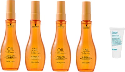 4 x Schwarzkopf - Oil Ultime Argan Finishing Oil - 100ml + Willekeurig Travelsize