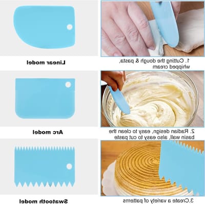Set van 6 deegspatels voor bakken, inclusief deegschraper, taartschep en frosting spatula in roze kleur - ideaal voor taarten, gebak en brood bakken