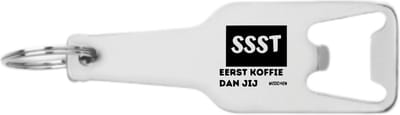 Akyol - ssst eerst koffie dan jij flesopener - Koffie - familie collega - cadeau - 105 x 25mm