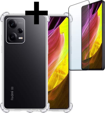 Hoesje - Met Screenprotector - Geschikt voor Xiaomi Redmi Note 12 Pro+ - Sterk & Shockproof - Siliconen Case - Back Cover - Telefoon Hoes - Shock Proof - Telefoonhoesjes - Transparant