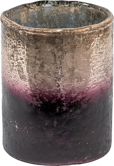 Clayre & Eef Theelichthouder Ø 9x11 cm Goudkleurig Bruin Glas