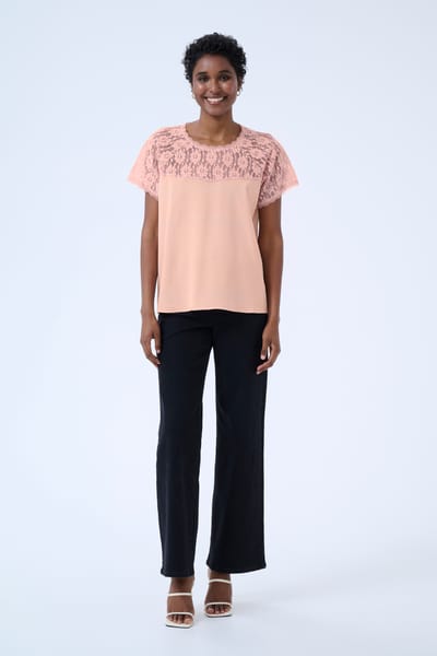 Blouse met korte mouwen Regular fit Misty Rose