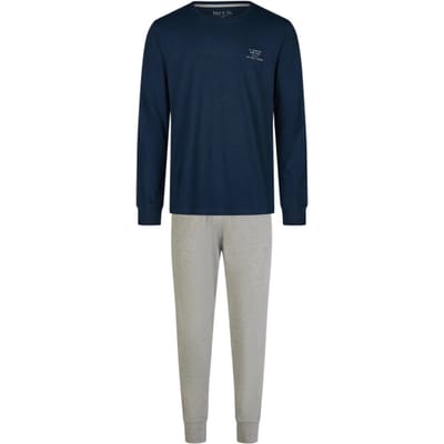 Phil & Co Essential Heren Pyjama Set Lang Donkerblauw/Grijs - Maat M