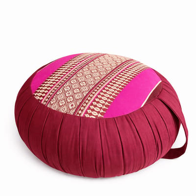 Zafu meditatiekussen rond 40 cm – hard & stevig kapok – yoga kussen / meditatiekussen – roze – met draaglus