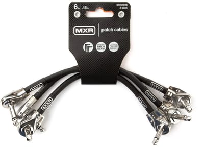 MXR - Patchkabel 15cm - 3-Pack - Haaks naar Haaks - OFC Geleiders - Laag Profiel Stekkers - Zwart - Pedalboard