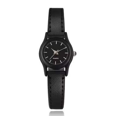 Elegant dameshorloge met zwart leren bandje – Minimalistisch design