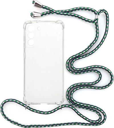 Shop4 - Samsung Galaxy S22 Plus Hoesje - Zachte Back Case TPU Siliconen met Koord Multi Groen