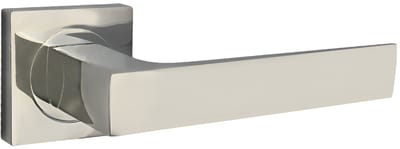 Domino® Deurklink QUADRADO-QR - Nikkel - Deurkruk, Deurbeslag, Deurklinken voor Binnen - Deurbeslag van aluminium - Deurklink voor kamerdeur, kantoordeur, kelderdeur en binnendeur