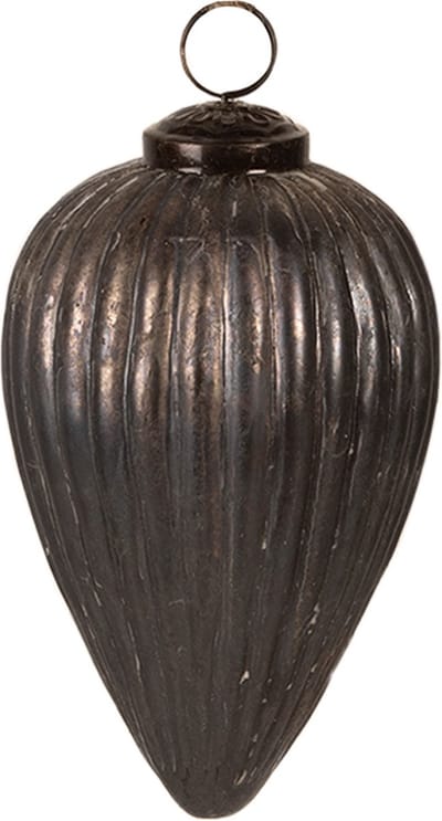 Clayre & Eef Kerstbal Overig Ø 9x14 cm Grijs Glas Kerstballen