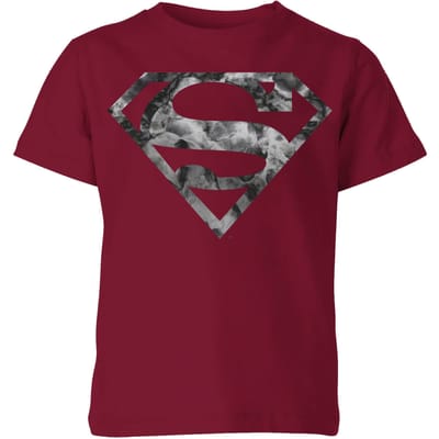 Marble Superman Logo Kids' T-Shirt - Burgundy - 98/104 (3-4 jaar)