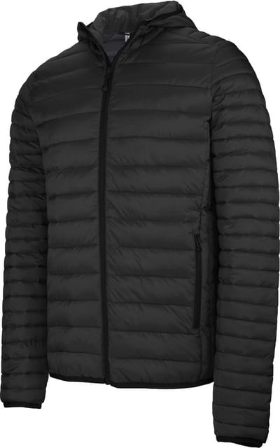 Kariban Heren Lichtgewicht Hooded Down Jacket (Zwart)