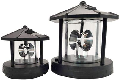 Dailygoods- LED-vuurtoren op Zonne-energie - Waterdicht Standbeeld - Roterende Lampbakens - Tuinverlichting Buiten - Afmetingen 15x15x17 cm - IP65 Bescherming