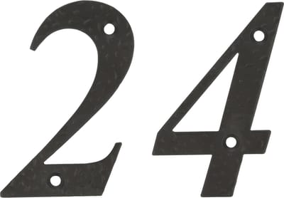 AMIG Huisnummer 24 - massief gesmeed staal - 10cm - incl. bijpassende schroeven - zwart