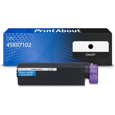 PrintAbout huismerk Toner 45807102 Zwart Geschikt voor OKI