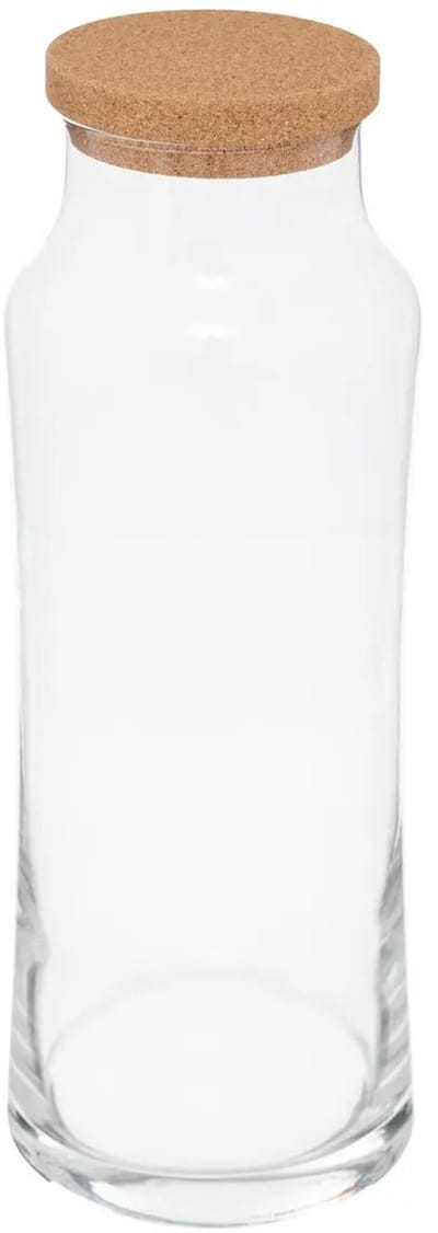 Secret de Gourmet schenkkan/water karaf met kurk dop - glas - transparant - 1000 ml - D9 x H25 cm - afsluitbaar