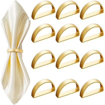 12 stuks servetringen goud, servetringen van metaal, elegante servettengespen voor tafeldecoratie Valentijnsdag, Pasen, bruiloft, Kerstmis, diner, feest