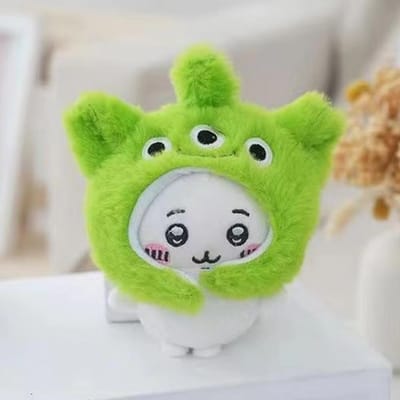 Schattige Cross-dressing Chiikawa Pluche Pop hachiware Taiyaki Hoofddeksel Zelfspot Beer Sleutelhanger Tas Hanger Meisjes Cadeau green