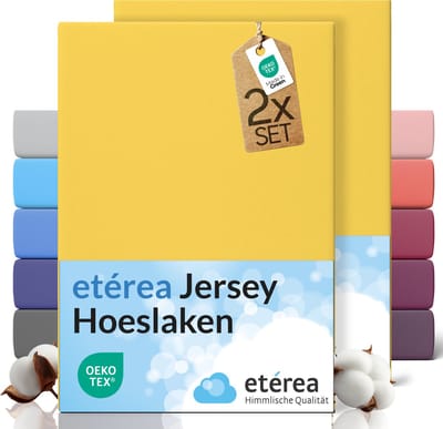 etérea Jersey hoeslaken 2-pack 100x200-120x200 cm (hoek 25 cm) 100% katoen - Geel