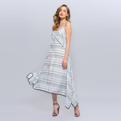 Diagonale strepen strappy midi jurk