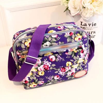 Casual Canvas Schoudertas Handtassen met Bloemenprint voor Vrouwen 26cm*19cm*7cm