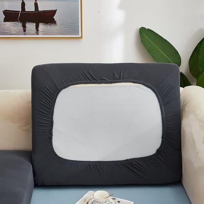 Bank Zitkussenhoes Stoelhoes Wasbaar Polyester Huisdieren Kinderen Meubelbeschermer Elastisch Afneembaar Effen Kleur Slipcover Seat Length 50-65cm white