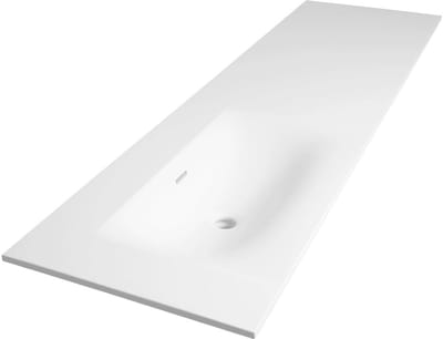 Brauer Glacier Wastafel Asymmetrisch - 160 cm - met 1 Spoelbak Links en 0 Kraangaten - Fine Stone Mat Wit