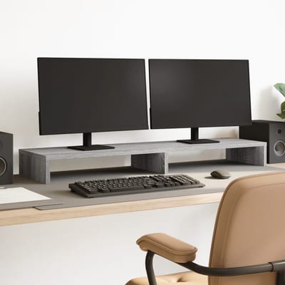 vidaXL - Monitorstandaard - 100x27x10 - cm - bewerkt - hout - grijs - sonoma - eiken