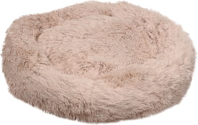 Flamingo Hondenmand – Donut Hondenmand – Kattenmand – Ronde Pluche Mand met Antislip – Mand Krems Beige – Ø70 cm