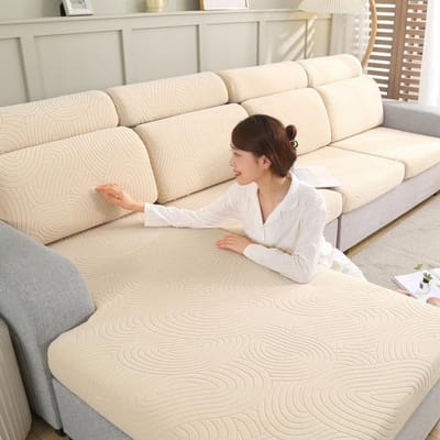 Boom Design Bank Handdoek Jacquard Bankhoes Fix Strak Antislip Kussen Zitting Zithoes Op Bank Versier Woonkamer Gemakkelijk te installeren Cover-Head-S crème
