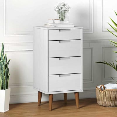 vidaXL - Ladekast - MOLDE - 40x35x82 - cm - massief - grenenhout - wit