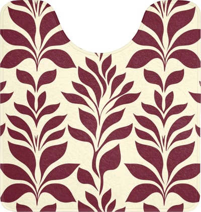 WC mat met uitsparing 55x60 cm - Antislip - Abstract - Bladeren - Burgundy - Toiletmat met uitsnijding - Vloermat - Douchemat - Toilet tapijt - Toiletmatten