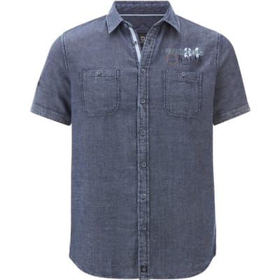 Jan Vanderstorm herren Overhemd Met Korte Mouwen - 41/42 - blauw - Plus Size