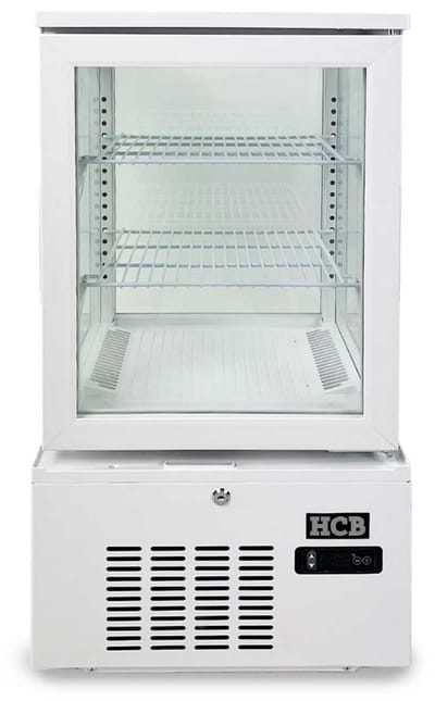 HCB® - Professionele Horeca Gebaksvitrine - 56 liter - wit - 230V - Koelvitrine - 39.8x43.4x85.4 cm (DxBxH) - 37 kg - 8811