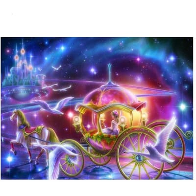 Château de fée diamant broderie icône dessin animé princesse 5d bricolage diamant peinture point de croix 20X30CM blue
