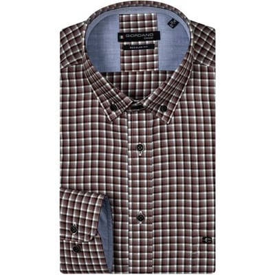 Giordano Overhemd Ivy Button Down Colorful Twill Check Rood / male