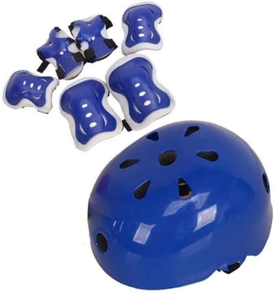 Fiets Beschermingsset - Valbescherming Kinderen - Sport Activiteiten - Ademende Mesh Stof - Compleet Pakket - Blauw