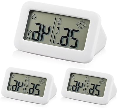 Set van 3 Nauwkeurige Thermometers en Hygrometers voor Binnengebruik met Smiley Indicator voor Temperatuur- en Vochtigheidsmeting, Ideaal voor Klimaatbeheersing en Schimmelpreventie
