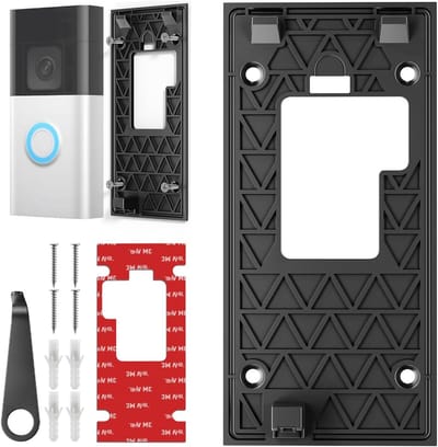 SnelShoppen - 2024 Deurbelhouder - Zelfklevende Houders zonder Boren voor Batterij Video Deurbel (2024) - R-ing Camera Accessoires - Hoge Kwaliteit Pl