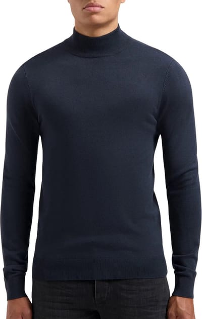 PURE PATH Essential Knit Mockneck Sweater Truien & Vesten Heren - Sweater - Hoodie - Vest- Donkerblauw - Maat S