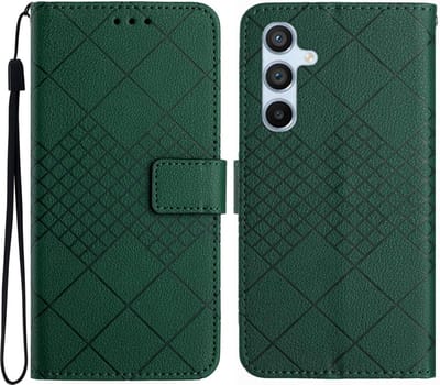 Coverup Hoesje - Geschikt voor Samsung Galaxy A16 Hoesje - Coverup Rhombus Book Case - Groen