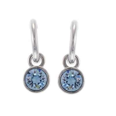 Behave Oorbellen dames – zilver kleurig - oorhangers – blauw kristal – ronde vorm
