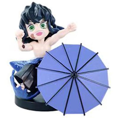 Demon Slayer Pruimenregen Seizoen Blind Box Q Versie Figuren Paraplu Scène PVC Verzamelbaar Model Speelgoed Cadeau voor Anime Fans