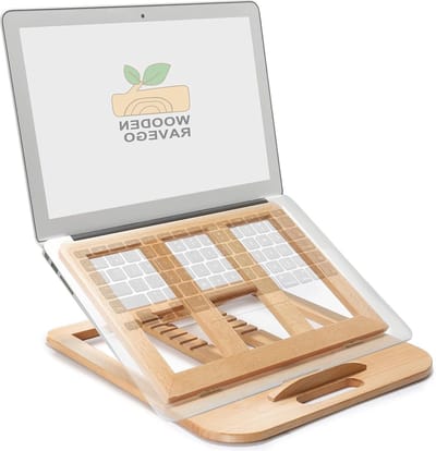 Laptop Riser Stand Foldable Adjustable Portable Universal Holder Multiple Angles for Laptops up to 15.6 Inch (Beech)