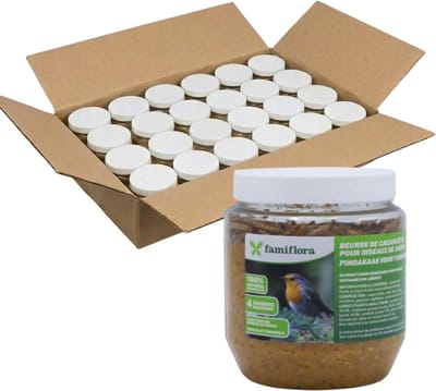 Famiflora vogelpindakaas voor tuinvogels meelwormen 24x 350GR - Pindakaas voor vogels - Geschikt voor alle tuinvogels - Voeder het hele jaar door