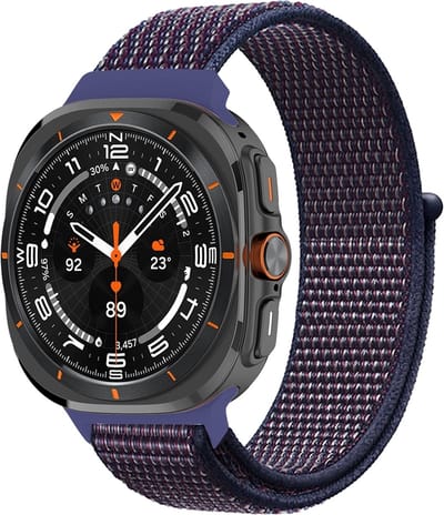 By Qubix - Compatible Samsung bandje - Nylon loop bandje - Blauwpaars - Geschikt voor Samsung Galaxy Watch Ultra / Ultra 2 - 47mm
